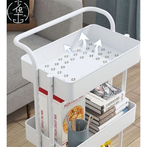 3-Tier Rolling Utility Cart Metal Storage Organizer Lockable