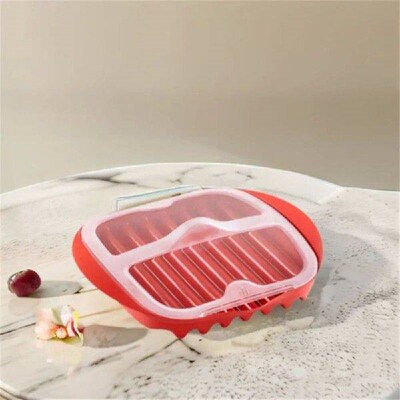 With Lid Microwave Bacon Pan Red Heating Evenly Microwave