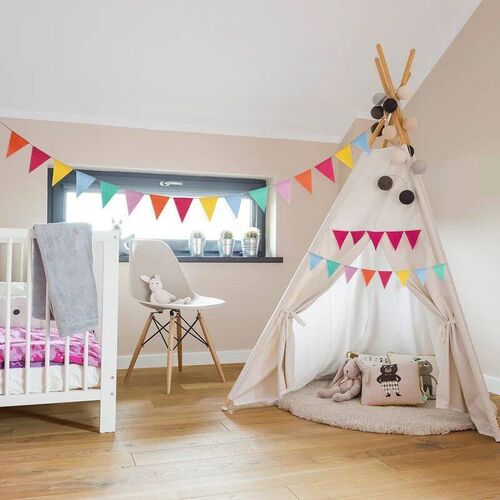 4m Colorful Jute Linen Pennant Flags Banner Birthday Wedding