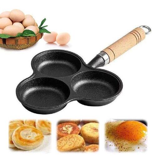 3-Cup Cast Iron Egg Frying Pan Non Stick Egg Cooker with
