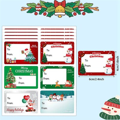 60pcs/10sheets Christmas Tags 8 Design Gift er Name Tag with