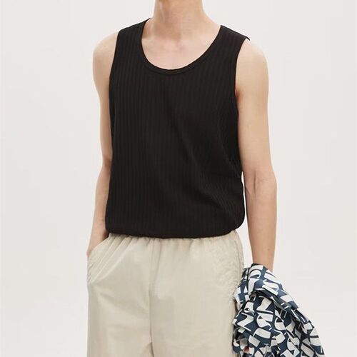 Sreet Tide Solid lor Thick Pit All-match Loose Vest Mens An