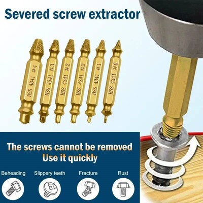 Damaged Screw Extractor Broken Bolt Stripped Set Double Head