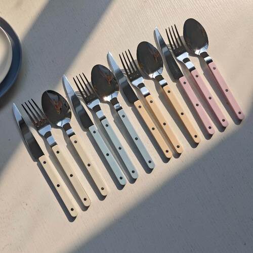 Color handle stainless steel restaurant dessert fork spoon