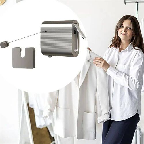 AA76-13.8 Ft Retractable Clothes Line Indoor Outdoor, Non-Sa