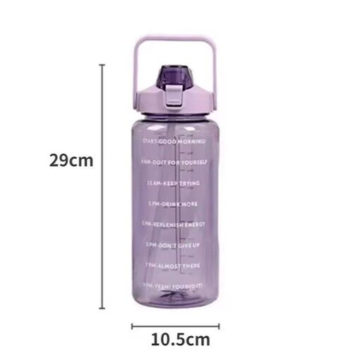 2 Liters Straw Plastic Water Bottle Large Portable Travel Bo