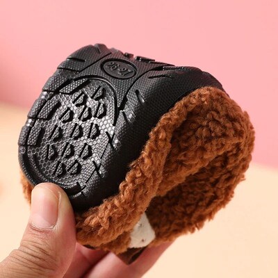 Children Cotton Slippers Solid Warm Kids Winter Home Shoes B