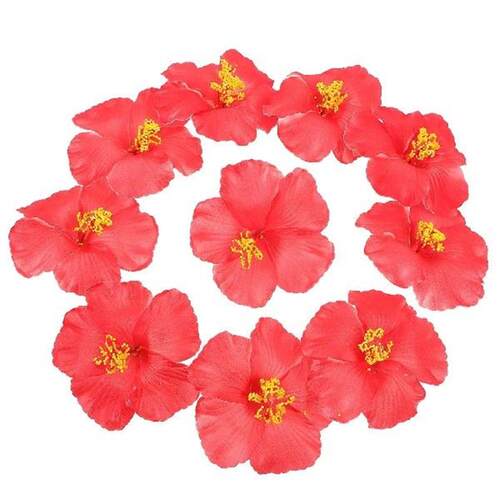 10pcs Artificial Flowers Faux Hawaiian Hibiscus Decoration
