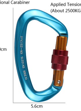 25KN Professional Climbing Carabiner D Shape Aviation Alumin