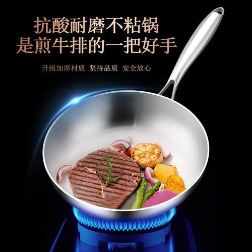 304 Stainless Steel Frying Pan, NonStick Pan Fried Steak Pot