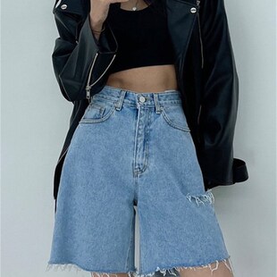 Syiwidii Jeans Shorts for Women Summer 2023 New Tassel Rippe