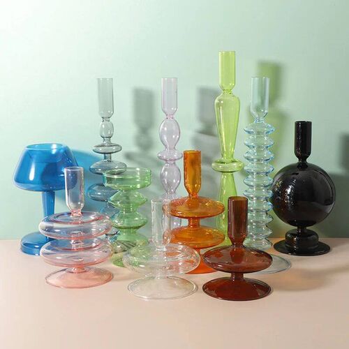 Creative Colored Transparent Glass Vase Nordic Tabletop Deco