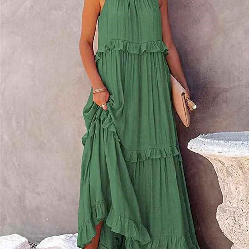 Sleeveless lace up loose fitting dress女士无袖系带宽松洋装
