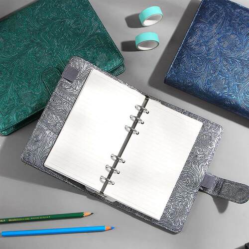 A5 A6 Notebook Cover Metal Color 6 Ring Binder PU Clip-on No