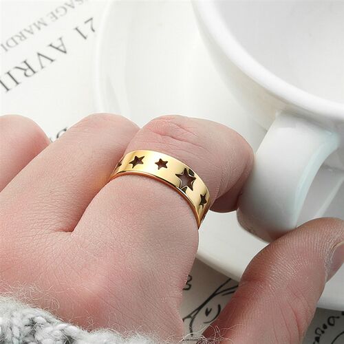 Cxwind Stainless Steel Openwork Ring, Silver Rings Men Women