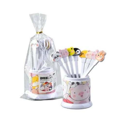8Pcs/Set Animal Fruit Fork With Box Food Grade Plastic Mini
