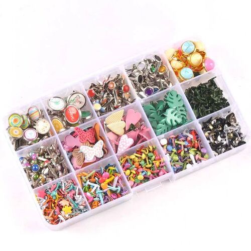 New Mix Pattern Round Metal Brads DIY Scrapbooking Crafts Ac