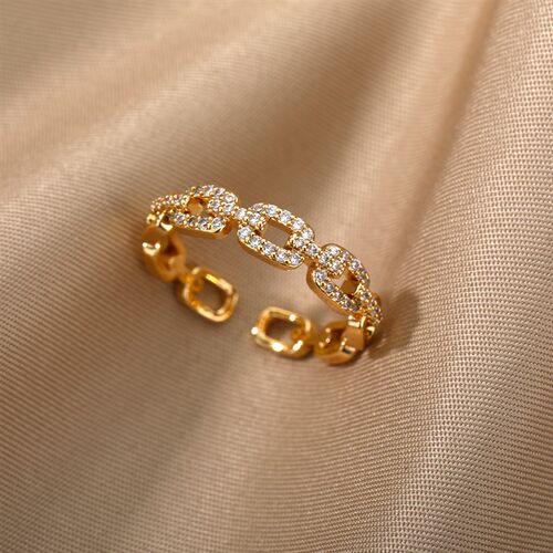 Classic Twist Chain Open Rings For Women Zircon Stainless St