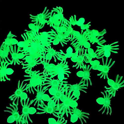 50pcs Mini Luminous Spiders Scary Props Halloween Decoration