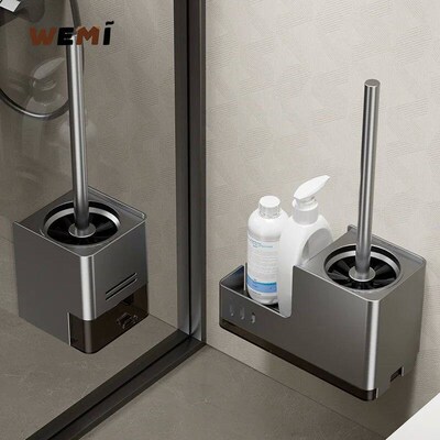 Bathroom Toilet Brush Holder Cleaning Tools Space Aluminum W