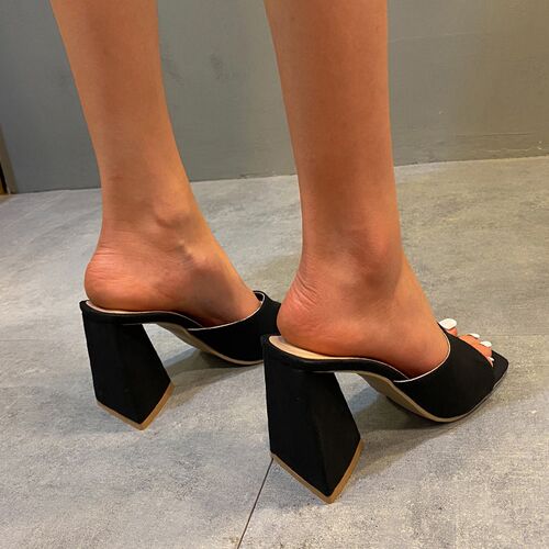 2022 New Summer Square Toe Leaky Toe Shallow Mouth Thick-sol