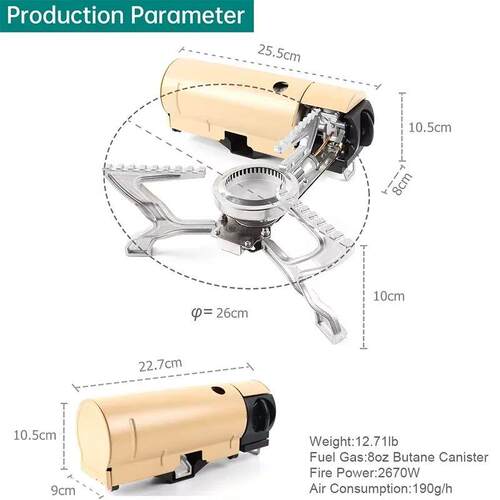 2600W Portable Gas Camping Stove Foldable Tank Butane Stove