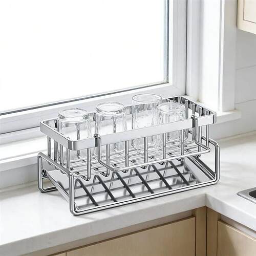 Carbon Steel Countertop Kitchen Rack, Sink Drain Organizer,