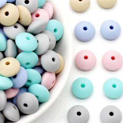 Cute-Idea 20Pcs Silicone Beads 12MM Lentil Beads  Baby Pa