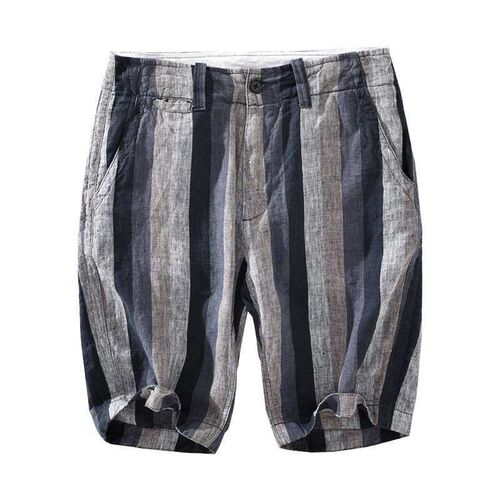802 Color Striped Linen Pants Summer Lightweight Beach Short
