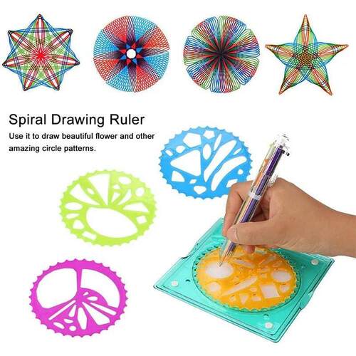 Geometric Spiral Drawing Ruler Plastic Painting Template For