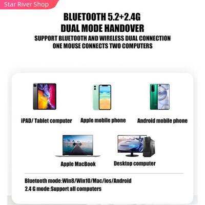 Bluetooth Wireless With USB Rechargeable  RGB Mouse BT5.2 Fo