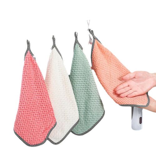 Hanging Coral Fleece Hand Towel for Kitchen Bathroom NonShed