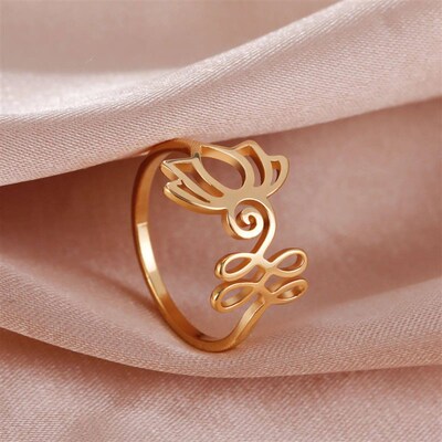 Mysterious Buddha Hindu Yoga Om Aum Hollow Rings Stainless S