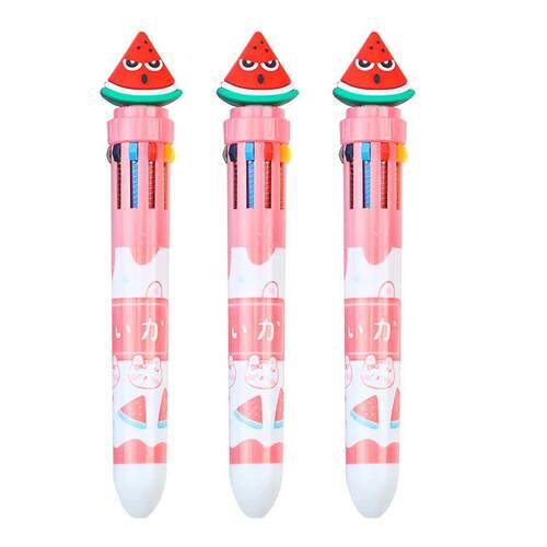 12 Pcs Cartoon Cute Fruit 10 Colors Ballpoint Pen Multi-colo