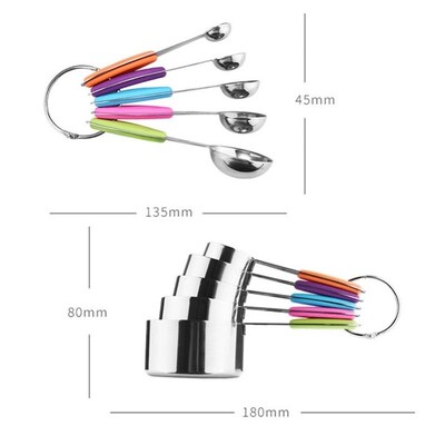 Stainless Steel Measuring Cups Spoon Set彩色烘焙量勺量杯10件