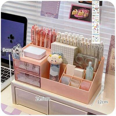 Cute Pen Holder Storage Box Organizer Girl Drawer-type Deskt