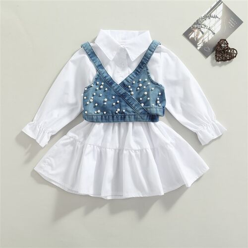 2022 Fashion Children Baby Girl Clothes Solid Color Long Sle