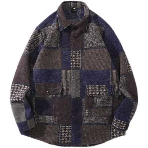 Autumn and Winter New Plaid Thickened Mens Shirt Loose Autu