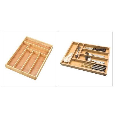 Bamboo Utensil Drawer Organizer Expandable for Cutlery