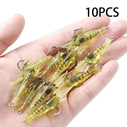 10PCS Soft Simulation Shrimp Prawn Lure Hook Crankbaits Fish