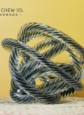 创意玻璃麻团玻璃结艺术小摆件 琉璃水晶麻球家居软装室内装饰品