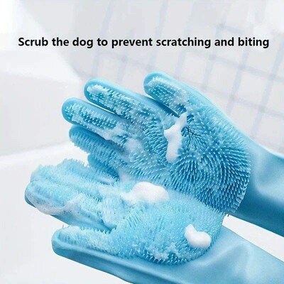 Pet Grooming Cleaning Gloves Dog Cat Bathing Shampoo Glove S