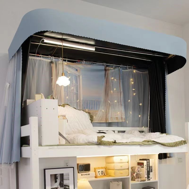 依栖大学生宿舍上铺u型轨道全包床帘遮光蚊帐一体式家用卧室