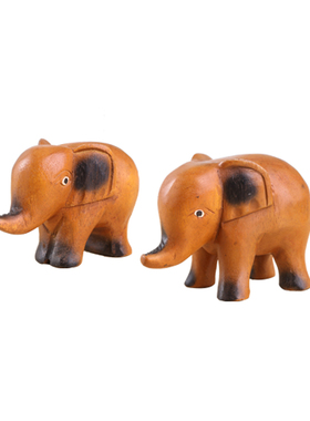 东南亚特色实木雕刻呆萌小象摆件泰国装饰工艺品吉象桌面摆设礼品