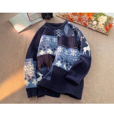Christmas Sweater Mens Thickened Lazy Bottoming Knitted Swe
