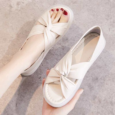 Sandals Womens Flat Shoes Fairy Style New Summer Genuine Le