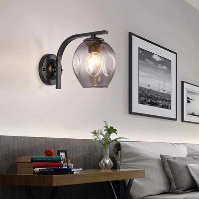 Modern Color Sconce Wall Lamp Glass Lampshade Loft Decorativ