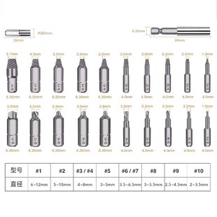 钻头批头 S2滑牙螺丝拆除工具装 22pc塑盒装 螺丝取出器