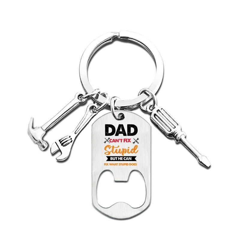 Fathers Day Keychain Stainless Steel Bottle Opener Metal Key