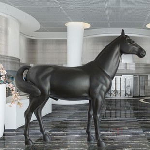 玻璃钢大马雕塑树脂落地摆件酒店会所客厅大厅装饰工程室内摆设品